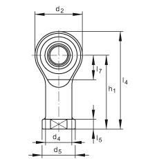 桿端軸承 GIKSR20-PS, 根據(jù) DIN ISO 12 240-4 標(biāo)準(zhǔn)，特種鋼材料，帶右旋內(nèi)螺紋，免維護(hù)