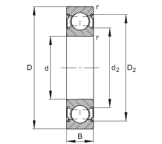 深溝球軸承 6202-C-2Z, 修正的內(nèi)部結(jié)構(gòu)（C 代），根據(jù) DIN 625-1 標(biāo)準(zhǔn)的主要尺寸，兩側(cè)間隙密封