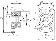 角接觸球軸承單元 ZKLFA1263-2Z, 雙向，螺釘安裝，兩側(cè)間隙密封