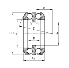 推力深溝球軸承 54309 + U309, 根據(jù) DIN 711/ISO 104 標(biāo)準(zhǔn)的主要尺寸，單向，帶球面軸承座圈和一個或兩個座圈，可分離