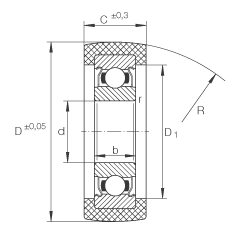 滾輪 KLRU12X47X20-2Z, 帶塑料箍，兩側(cè)密封