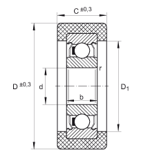 滾輪 KLRZ10X30X10-2Z, 帶塑料箍，兩側(cè)密封