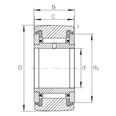 支撐型滾輪 NATR20-PP, 軸向引導(dǎo)，兩側(cè)用推力滑動(dòng)墊圈