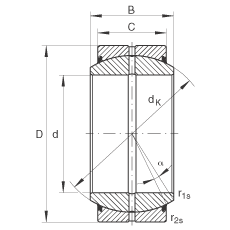 關(guān)節(jié)軸承 GE180-DO-2RS, 根據(jù) DIN ISO 12 240-1 標(biāo)準(zhǔn), 需維護(hù)，兩側(cè)唇密封