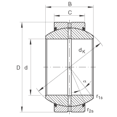 關(guān)節(jié)軸承 GE180-FO-2RS, 根據(jù) DIN ISO 12 240-1 標準, 需維護，兩側(cè)唇密封