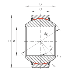 關(guān)節(jié)軸承 GE70-FW-2RS, 根據(jù) DIN ISO 12 240-1 標(biāo)準(zhǔn), 免維護(hù)，兩側(cè)唇密封