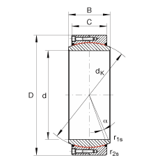 大的關(guān)節(jié)軸承 GE480-DW-2RS2, 根據(jù) DIN ISO 12 240-1 標(biāo)準(zhǔn), 免維護(hù)，兩側(cè)密封