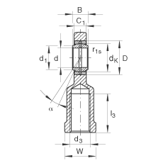 桿端軸承 GIR8-DO, 根據(jù) DIN ISO 12 240-4 標(biāo)準(zhǔn)，帶右旋內(nèi)螺紋，需維護(hù)