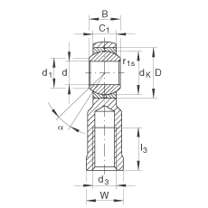 桿端軸承 GIKL8-PB, 根據(jù) DIN ISO 12 240-4 標(biāo)準(zhǔn)，帶左旋內(nèi)螺紋，需維護(hù)