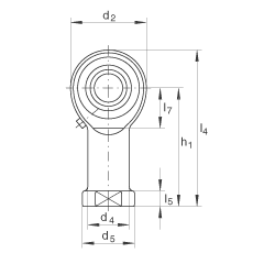 桿端軸承 GIKL8-PB, 根據(jù) DIN ISO 12 240-4 標(biāo)準(zhǔn)，帶左旋內(nèi)螺紋，需維護(hù)