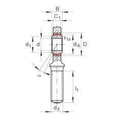 桿端軸承 GAR8-UK, 根據(jù) DIN ISO 12 240-4 標(biāo)準(zhǔn)，帶右旋外螺紋，需維護(hù)