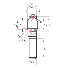 桿端軸承 GAKR30-PW, 根據(jù) DIN ISO 12 240-4 標(biāo)準(zhǔn)，帶右旋外螺紋，需維護(hù)