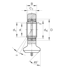 液壓桿端軸承 GK30-DO, 根據(jù) DIN ISO 12 240 標(biāo)準(zhǔn)，帶焊接面，需維護(hù)