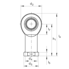 桿端軸承 GIR50-UK-2RS, 根據(jù) DIN ISO 12 240-4 標(biāo)準(zhǔn)，帶右旋內(nèi)螺紋，免維護(hù)，兩側(cè)唇密封