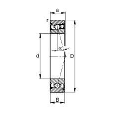 主軸軸承 HSS7003-C-T-P4S, 調(diào)節(jié)，成對安裝，接觸角 α = 15°，兩側(cè)唇密封，非接觸，加嚴(yán)公差