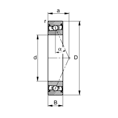 主軸軸承 HSS71902-E-T-P4S, 調(diào)節(jié)，成對安裝，接觸角 α = 25°，兩側(cè)唇密封，非接觸，限制公差