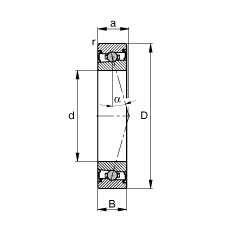 主軸軸承 HCS71915-C-T-P4S, 調(diào)節(jié)，成對(duì)安裝，接觸角 α = 15°，兩側(cè)唇密封，非接觸，限制公差