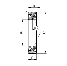 主軸軸承 HCS71902-E-T-P4S, 調節(jié)，成對或單元安裝，接觸角 α = 25°，兩側唇密封，非接觸，限制公差