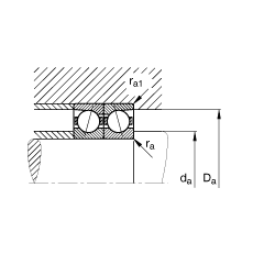 主軸軸承 B7238-E-T-P4S, 調(diào)節(jié)，成對或單元安裝，接觸角 α = 25°，限制公差