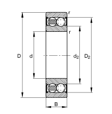 自調(diào)心球軸承 2211-2RS-TVH, 根據(jù) DIN 630 標(biāo)準(zhǔn)的主要尺寸, 兩側(cè)唇密封