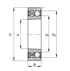 自調(diào)心球軸承 2212-K-2RS-TVH-C3, 根據(jù) DIN 630 標(biāo)準(zhǔn)的主要尺寸, 錐孔，錐度 1:12，兩側(cè)唇密封