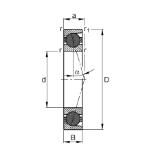 主軸軸承 HCB71922-C-T-P4S, 調(diào)節(jié)，成對(duì)或單元安裝，接觸角 α = 15°，陶瓷球，限制公差