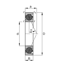 主軸軸承 HCB7209-E-T-P4S, 調(diào)節(jié)，成對或單元安裝，接觸角 α = 25°，陶瓷球，限制公差