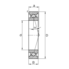 主軸軸承 HS7003-C-T-P4S, 調(diào)節(jié)，成對安裝，接觸角 α = 15°，限制公差