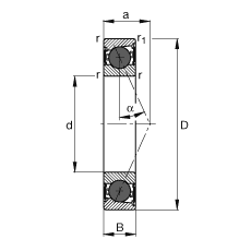 主軸軸承 HCB7000-E-2RSD-T-P4S, 調(diào)節(jié)，成對或單元安裝，接觸角 α = 25°，陶瓷球，兩側(cè)唇密封，非接觸，限制公差