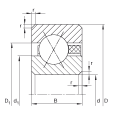 薄截面軸承 CSXAA010-TN, 四點(diǎn)接觸球軸承，類型X，帶彈性塑料保持架（聚酰胺），運(yùn)行溫度 -30°C 到 +120°C