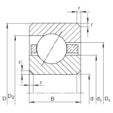 薄截面軸承 CSED080, 角接觸球軸承，類型E，運行溫度 -54°C 到 +120°C