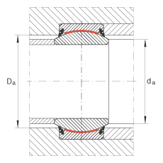 關(guān)節(jié)軸承 GE180-UK-2RS, 根據(jù) DIN ISO 12 240-1 標(biāo)準(zhǔn), 免維護(hù)，兩側(cè)唇密封