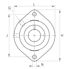 軸承座單元 GLCTE20, 帶兩個(gè)螺栓孔的法蘭的軸承座單元，鑄鐵，偏心鎖圈，P 型密封