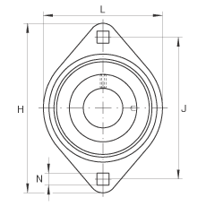 軸承座單元 PCSLT30, 帶兩個螺栓孔的法蘭的軸承座單元，沖壓鋼板，偏心鎖圈，P型密封