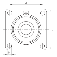 軸承座單元 PCCJ40, 帶四個螺栓孔的法蘭的軸承座單元，鑄鐵，雙列角接觸球軸承，P 型密封
