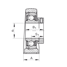 直立式軸承座單元 PAK30, 鑄鐵軸承座，外球面球軸承，根據(jù) ABMA 15 - 1991, ABMA 14 - 1991, ISO3228 帶有偏心緊定環(huán)