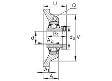 軸承座單元 RCJ1/2, 四角法蘭軸承座單元，鑄鐵，根據(jù) ABMA 15 - 1991, ABMA 14 - 1991, ISO3228 帶有偏心緊定環(huán)，R型密封，英制