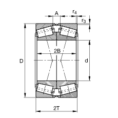 圓錐滾子軸承 32226-A-N11CA, 根據(jù) DIN ISO 355 / DIN 720 標準的主要尺寸，可分離，X型成對布置，有軸向內部游隙