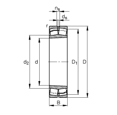 調(diào)心滾子軸承 23138-E1A-K-M, 根據(jù) DIN 635-2 標準的主要尺寸, 錐孔，錐度 1:12