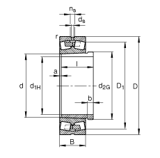 調(diào)心滾子軸承 23068-K-MB + AH3068G, 根據(jù) DIN 635-2 標(biāo)準(zhǔn)的主要尺寸, 帶錐孔和退卸套